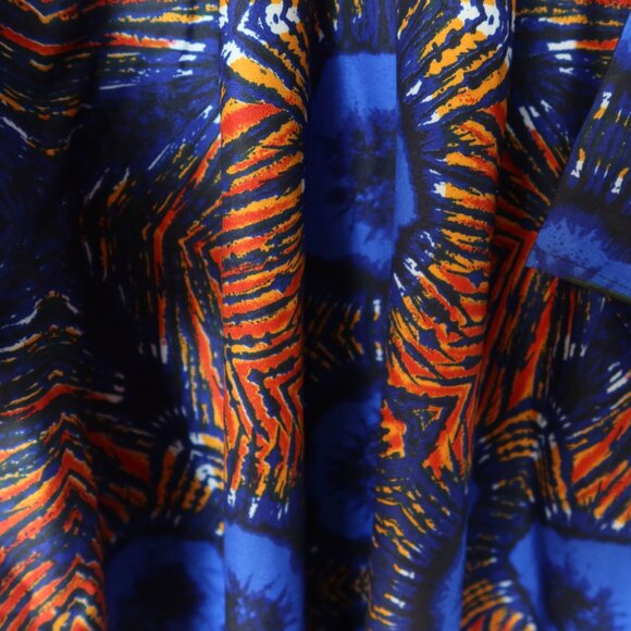 African Vibrant Blue and Orange Kaftan Bubu Gown NWOT 1 Size - Picture 9 of 16